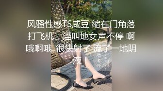 风骚性感TS咸豆 缩在门角落打飞机，淫叫地女声不停 啊哦啊哦..很快射了 流了一地阴液！